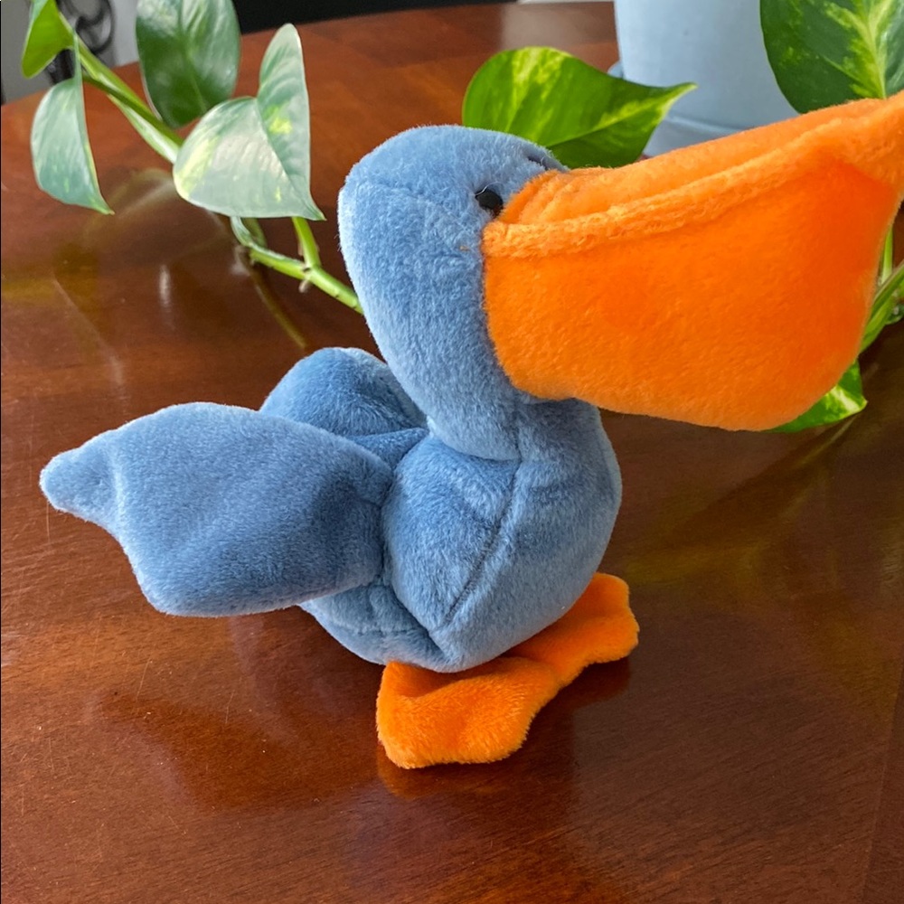 TY Beanie Baby “Scoop” Blue and Orange Plush Pelican